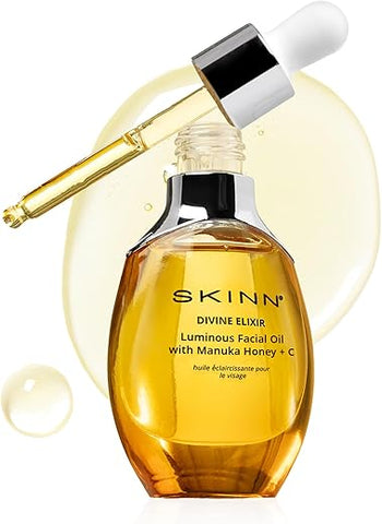 Óleo Facial Luminoso – Óleo Facial para Clarear, Firmar e Hidratar – Óleo Hidratante para Anti-Envelhecimento e Pele Seca para Reduzir Linhas Finas e Rugas – Vitamina C e Manuka – 30ml - SKINN