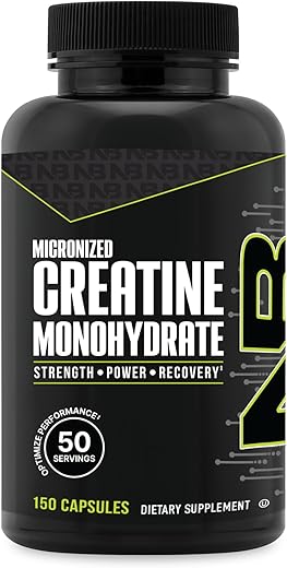 Cápsulas de Monohidrato de Creatina Micronizada, Pílulas de Monohidrato de Creatina, Kosher, Suplementos de Creatina Suportam Energia Muscular, Força e Crescimento para Homens e Mulheres - NutraBio