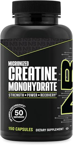 Cápsulas de Monohidrato de Creatina Micronizada, Pílulas de Monohidrato de Creatina, Kosher, Suplementos de Creatina Suportam Energia Muscular, Força e Crescimento para Homens e Mulheres - NutraBio