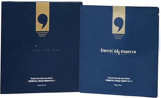 Máscara Facial Diária de Cuidados Dermoativos (35g/folha) Pacote de Máscaras Noturnas, Lifting e Hidratante, Calmante, Esfoliante, Nutritiva para a Pele, Máscara de Colágeno para Rugas e Pele Seca - DERM·ALL MATRIX
