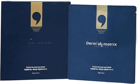 Máscara Facial Diária de Cuidados Dermoativos (35g/folha) Pacote de Máscaras Noturnas, Lifting e Hidratante, Calmante, Esfoliante, Nutritiva para a Pele, Máscara de Colágeno para Rugas e Pele Seca - DERM·ALL MATRIX