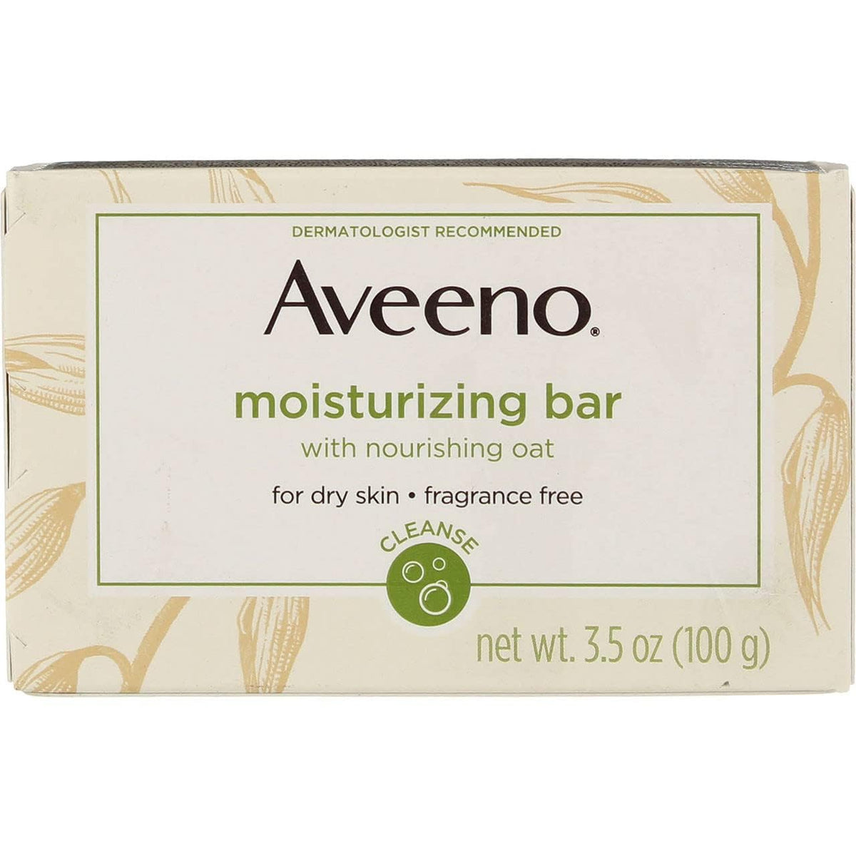 Barra de Limpeza Facial Hidratante Suave com Aveia Nutritiva para Pele Seca, Sem Fragrância, Sem Corantes – 100g - Aveeno