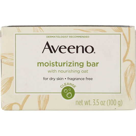 Barra de Limpeza Facial Hidratante Suave com Aveia Nutritiva para Pele Seca, Sem Fragrância, Sem Corantes – 100g - Aveeno