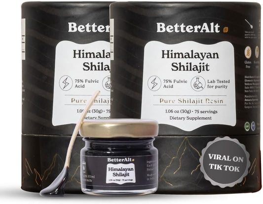 Better Alt - Shilajit Himalaio Puro Resina Pack de 2 Alta Potência Grau Ouro 150 Porções para Energia – Marca Primeiro