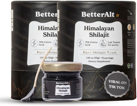Better Alt - Shilajit Himalaio Puro Resina Pack de 2 Alta Potência Grau Ouro 150 Porções para Energia – Marca Primeiro