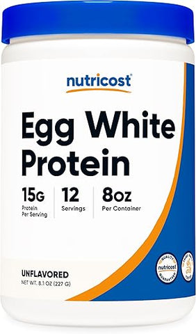 Proteína em Pó de Clara de Ovo 227g (Sem Sabor) – Não-OGM, Livre de Glúten - Nutricost