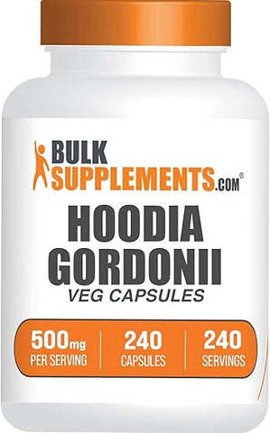 com Cápsulas de Hoodia – Extrato de Hoodia Gordonii, Cápsulas de Extrato de Hoodia – Suplemento Herbal, Sem Glúten, 1 Cápsula por Porção, 240 Cápsulas Vegetais (Embalagem de 1) - BulkSupplements