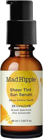 Sheer Tint Sun Serum – Hidratante Tonalizante para o Rosto com FPS 29, Vitamina C, Ácido Hialurônico, Protetor Solar Tonalizante em Frasco de Vidro Reciclável, Reef Safe - Mad Hippie