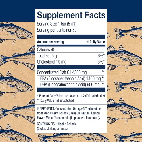 Wiley's Finest - Wiley’s Finest Ômega-3 Líquido de Óleo de Peixe Selvagem do Alasca – 2300mg EPA e DHA Ômega-3s – Sabor Limão – 250ml (50 Porções)