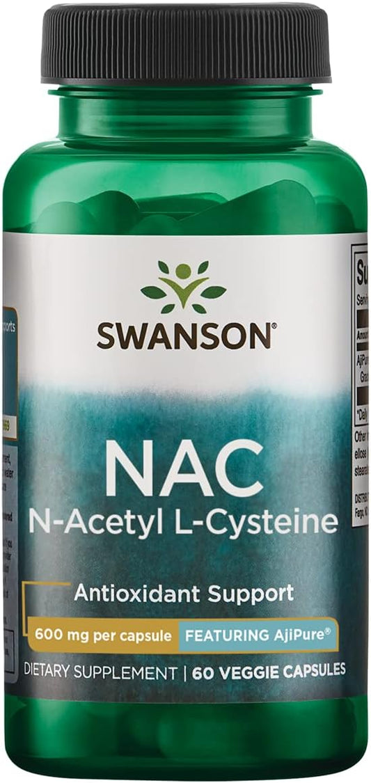 Aminoácido Ajipure N-Acetil-L-Cisteína Grau Farmacêutico 600mg 60 Cápsulas Vegetais - Swanson