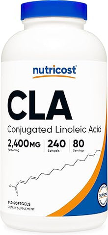 CLA 2.400mg, 240 Softgels – Livre de Glúten, Não-OGM, 800mg por Softgel - Nutricost