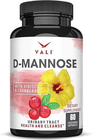 D-Mannose 1000mg – Fórmula para Saúde do Trato Urinário. Pó de Fruta de Cranberry Orgânico - VALI