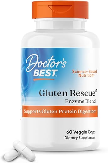 Doctor's BEST - Doctor’s Best Gluten Rescue com Glutalytic – Não-OGM, Vegano – 60 Comprimidos (Embalagem de 1)