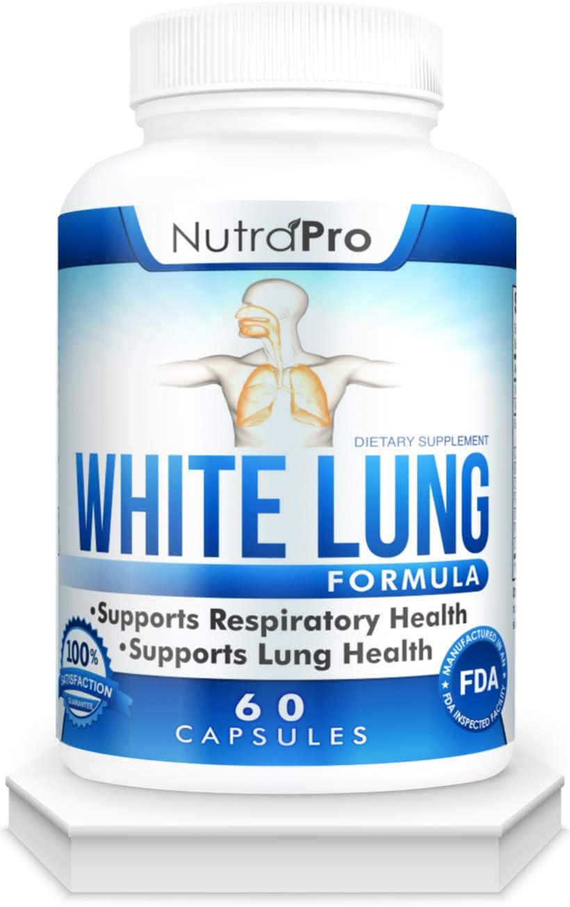 White Lung by NutraPro – Limpeza e Desintoxicação dos Pulmões. Apoia a Saúde Pulmonar. Suporta a Saúde Respiratória. 60 Cápsulas – Fabricado em Instalação Certificada pela GMP