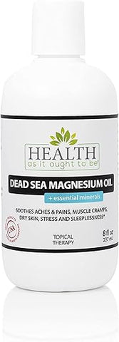 Óleo de Magnésio do Mar Morto Health As It Ought To Be | Minerais Essenciais | Fórmula Médica Calmante | Alivia Dores, Cãibras, Insônia | 8 Ounce (236 ml)