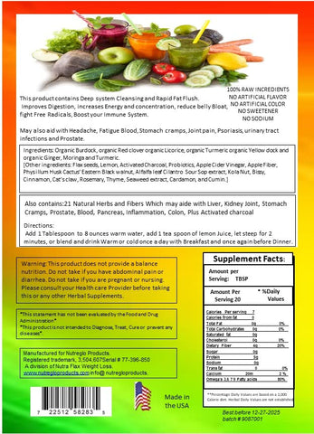 21 Day Rapid Detox e Fat Flush: Bebida Natural para Limpeza Detox, Desintoxicação do Sangue e Limpeza Completa do Corpo - Nutreglo
