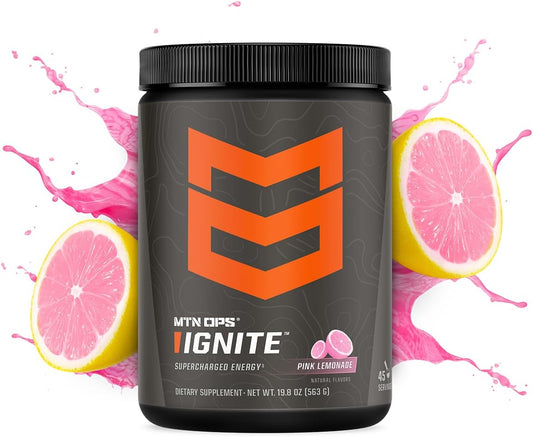 Ignite Pink Lemonade – Energético em Pó Supercharged 45 Porções (Tub) - MTN OPS