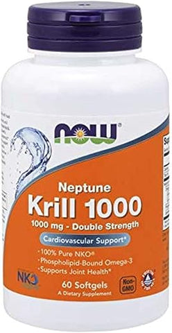 NOW Foods - Now Supplements Neptune Krill Dupla Potência 1000 mg Ômega-3 Ligado a Fosfolipídios, 60 Softgels (Pacote com 2)