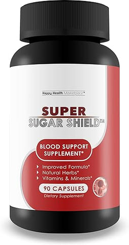 Happy Health Marketplace - Super Sugar Shield – Melhor Suplemento de Suporte à Glicose com Berberina – Saúde do Açúcar no Sangue