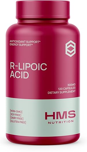 HMS Nutrition - R-Lipoic Acid 300mg por Cápsula 120ct 120 Porções Suprimento de 4 Meses Cápsulas Vegetais