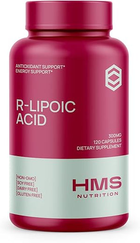 HMS Nutrition - R-Lipoic Acid 300mg por Cápsula 120ct 120 Porções Suprimento de 4 Meses Cápsulas Vegetais