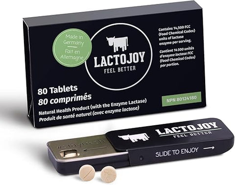 80 Comprimidos de Lactase I Enzimas Poderosas para Intolerância à Lactose I Lactase Ultra Pura para Melhor Digestão I Sem Dióxido de Silício, Sem Sabores Artificiais I Marca LactoJoy - LactoJoy