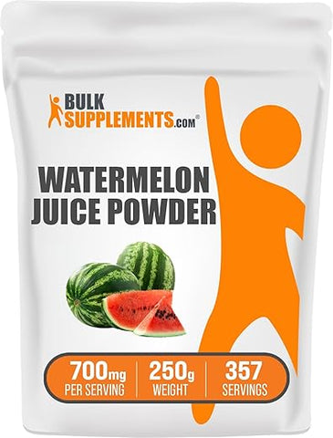 com Pó de Suco de Melancia – do Fruto de Melancia, Pó de Melancia – Pó de Frutas, Suplemento de Hidratação – 700mg por Porção, 250g (1 Pacote) - BulkSupplements