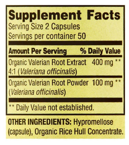 Generic - Valeriana Spring Valley 500mg Cápsulas Veganas (Valeriana officinalis) – Suplemento Dietético para Suporte ao Sono* Inclui Adesivo da Loja DRI (Pacote de 1-100 Unidades)