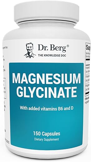 Dr. Berg Nutritionals - Dr. Berg’s Magnesium Glycinate 400mg – Cápsulas de Magnésio Glicinato Totalmente Quelado para Estresse, Calma, Relaxamento
