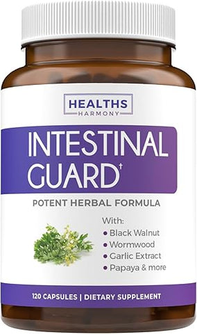 Healths Harmony - Intestinal Guard (Não-OGM) – Fórmula Natural Potente com Artemísia, Nogueira Preta, Raiz de Ouro, Pau D’Arco, Cravo, Alho e Mais – Tudo em um Suplemento para Manter a Saúde Intestinal