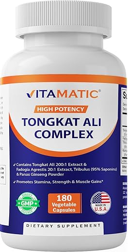 Extrato de Tongkat Ali 200:1 para Homens (Longjack) Eurycoma Longifolia – 1800 mg Por Porção – Feito com Extrato de Fadogia Agrestis 20:1, Tribulus 95% - Vitamatic