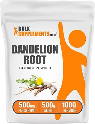 Dandelion Root Extract Powder BulkSupplements.com – Suplemento Herbal para o Fígado – 100g