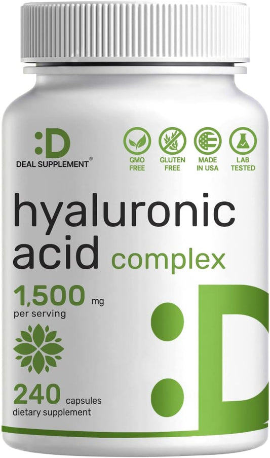 Eagleshine Vitamins - Suplemento de Ácido Hialurônico 1.500mg – 240 Cápsulas, com MSM