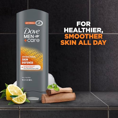 DOVE MEN + CARE - Dove Men Care Sabonete Líquido Corporal Skin Defense 4 Unidades Para Pele Lisa e Hidratada Limpa Efetivamente as Bactérias Enquanto Nutre Sua Pele 532 ml