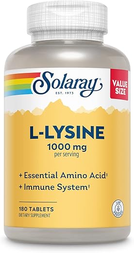 L-Lysine 1000 mg, Aminoácido Essencial para Suporte Imunológico com Vitamina C 1000 mg e Zinco 25 mg, Tamanho Econômico, Verificado em Laboratório, Garantia de 60 Dias - SOLARAY