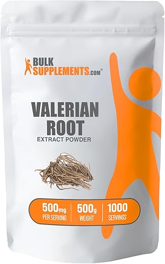 Valerian Root Extract Powder BulkSupplements.com – Pó de Raiz de Valeriana, Extrato de Valeriana – para Bem-Estar Geral, Sem Glúten, 500mg por Porção, 500g (1.1 lbs), Pacote de 1