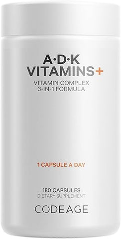 Vitamin ADK, Suprimento de 6 Meses 1 Cápsula Por Porção, Imunidade, Ósseo - Codeage