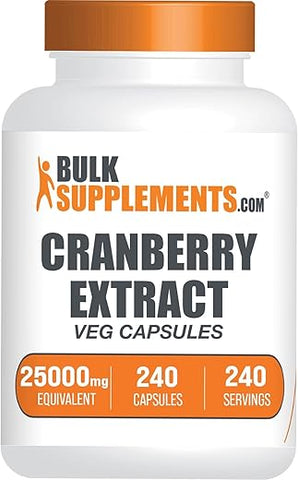 Cranberry Extract Capsules – BulkSupplements.com, Cranberry Supplement for Women – Vegan, 1 Capsule (25000mg Equivalent) per Serving, 240 Veg