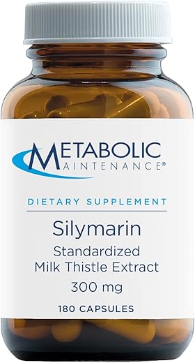 Silymarin 300mg: Suporte Diário ao Fígado – Cápsulas de Cardo Mariano para Saúde, Proteção e Desintoxicação Hepática (180 cápsulas) - Metabolic Maintenance