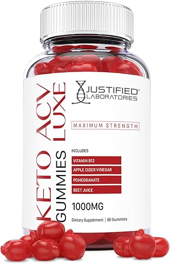 Gummies Luxe Keto ACV Justified Laboratories 1000MG com Suco de Romã Beterraba B12 60 Gummys (60 Unidades)