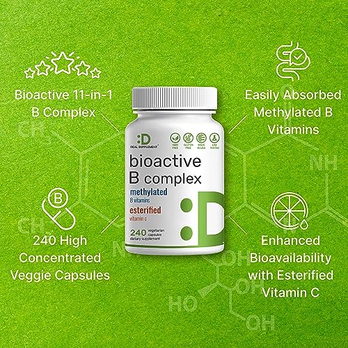 DEAL SUPPLEMENT - Bioactive Vitamin B Complex – 240 Cápsulas Vegetarianas – Complexo Multivitamínico B Metilado – Marca: [Nome da Marca]