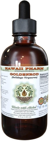 Goldenrod Extrato Líquido Sem Álcool, Orgânico Goldenrod (Solidago virgaurea L.) Erva Seca Glicerito Hawaii Pharm Suplemento Herbal Natural 60 ml