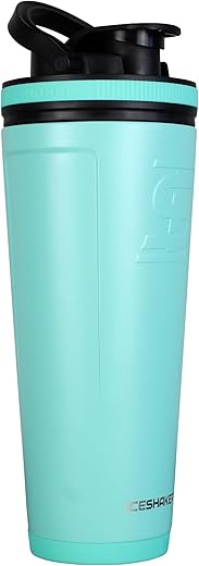 Garrafa Agitadora em Aço Inoxidável | 36oz, Menta | Mantém-se Gelada por 30 Horas | Copo Isolado com Agitador de Rosca | Copo Agitador sem Odor para Shakes de Proteína, Água - Ice Shaker