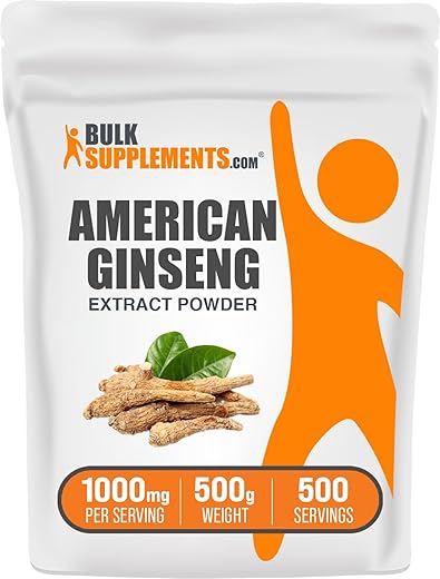 American Ginseng Extract Powder – Ginseng Herbal Supplements – Gluten Free, 1000mg per Serving, 500g (1.1 lbs) | BulkSupplements.com