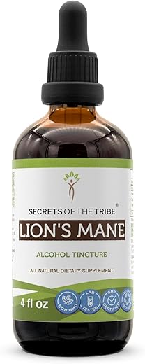 Secrets of the Tribe - Tintura Alcoólica de Extrato de Cogumelo do Leão Mane, Hericium Erinaceus, Suplemento de Tintura de Cogumelo Seco (120 ml) –
