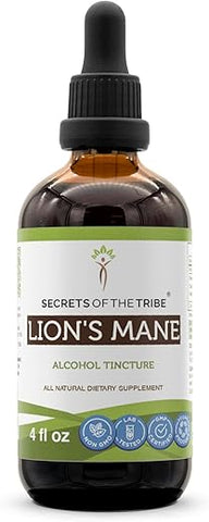 Secrets of the Tribe - Tintura Alcoólica de Extrato de Cogumelo do Leão Mane, Hericium Erinaceus, Suplemento de Tintura de Cogumelo Seco (120 ml) –