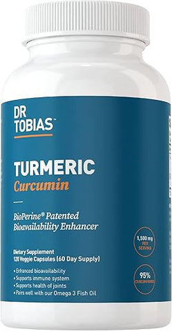 Suplemento de Curcumina de Cúrcuma com BioPerine – 60 Cápsulas (500 mg) - Dr. Tobias