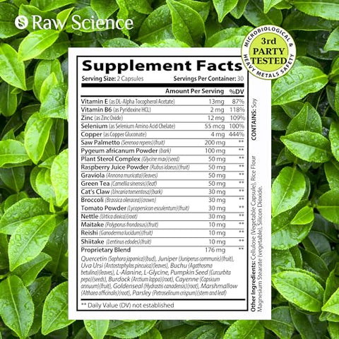 S RAW SCIENCE - Suplemento para a saúde masculina – Lycopene, Saw Palmetto para homens, bloqueador de DHT – Suporte ao trato urinário e bexiga hiperativa
