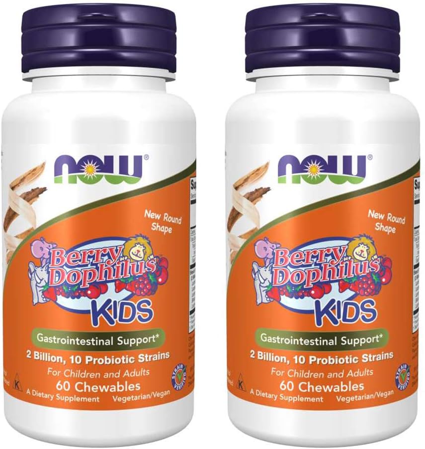 BerryDophilus – 60 Cápsulas (Pacote com 2) – Saúde Digestiva – Probiótico – 120 Cápsulas no Total - NOW Foods