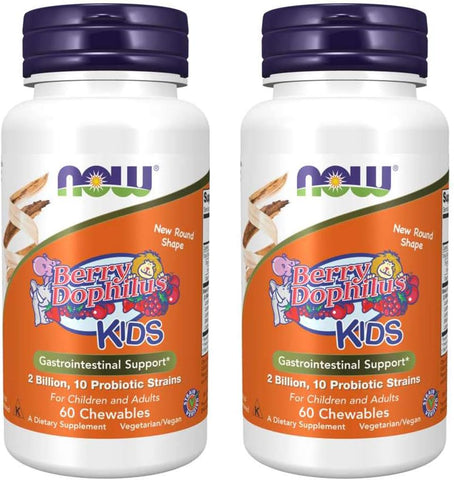 BerryDophilus – 60 Cápsulas (Pacote com 2) – Saúde Digestiva – Probiótico – 120 Cápsulas no Total - NOW Foods